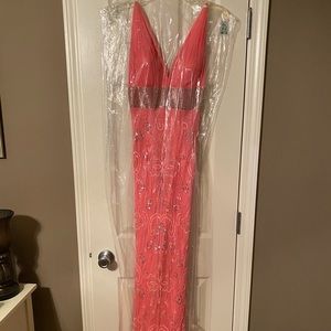 Sherri Hill coral prom dress
